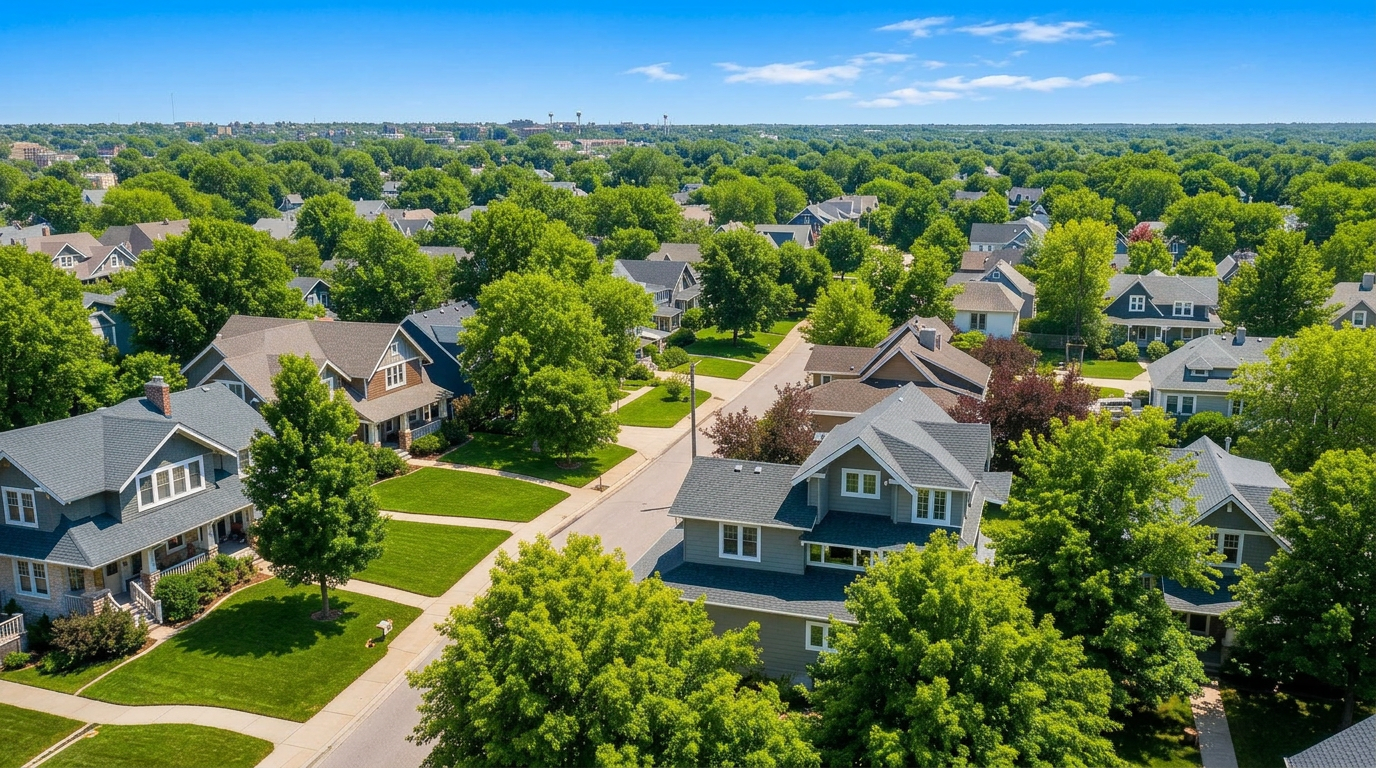 Sioux Falls neighborhood at golden hour